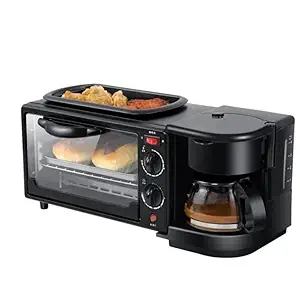 MultiChef Pro 3 in 1 Breakfast Maker With Oven Toaster Griller, Coffee Maker, Frying Pan | Adjustable Temperature & Timer, Bake, Grill & Toast- Black