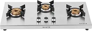 Haute Evoque series 3.0 3Burner Manual Stove | 2MM Stainless Steel | ISI Certified |LPG and PNG|Door Step Service |10 - Year warranty by Haute Home