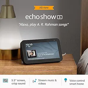 Certified Refurbished Echo Show 5 (2nd Gen) - Smart speaker with 5.5" screen, crisp sound, bluetooth and Alexa (Black)