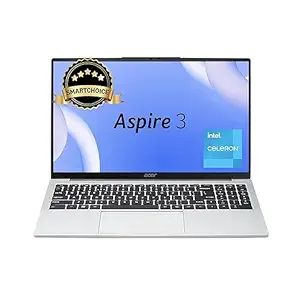 acer [SmartChoice Aspire 3 Laptop Intel Core Celeron N4500 Processor Laptop (8 GB LPDDR4X SDRAM/256 GB SSD/Win11 Home/38 WHR/HD Webcam) A325-45 with 39.63 cm (15.6") HD Display, Pure Silver, 1.5 KG