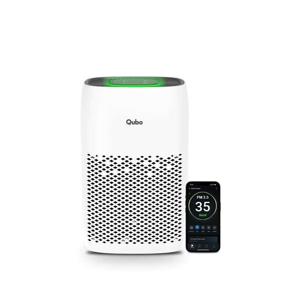 Qubo Smart Air Purifier Q200 for Home by Hero Group | Upto 200 Sq Ft | 99.99% Allergen Removal | HEPA H13 | 9000 Hrs Filter Life | App & Voice Control | Energy Saving | Ultra-Quiet BLDC Motor
