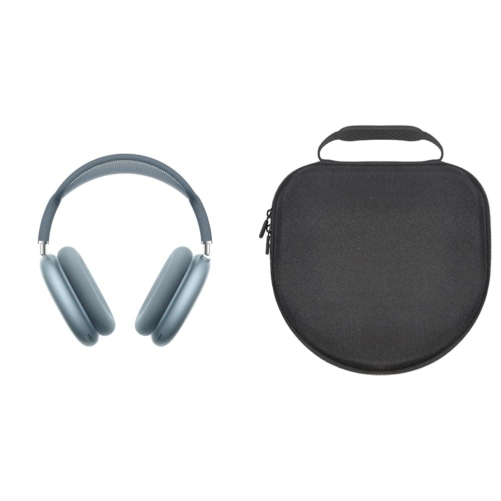 Apple AirPods Max Wireless Over-Ear Headphones, Pro-Level Active Noise Cancellation, Transparency Mode, Personalised Spatial Audio, USB-C Charging, Blue with Sounce Aidop Cover