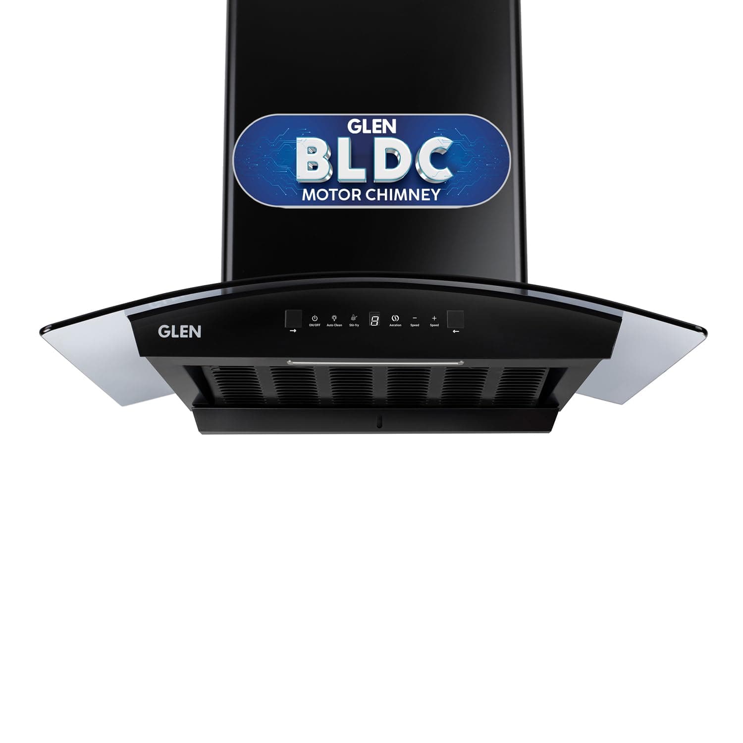 Glen 60 cm 1500 m³/hr BLDC Filterless Thermal Autoclean Kitchen Chimney, Curved Glass |(Hood RICA 60, Aeration technology|Touch & Gesture Control,Black)