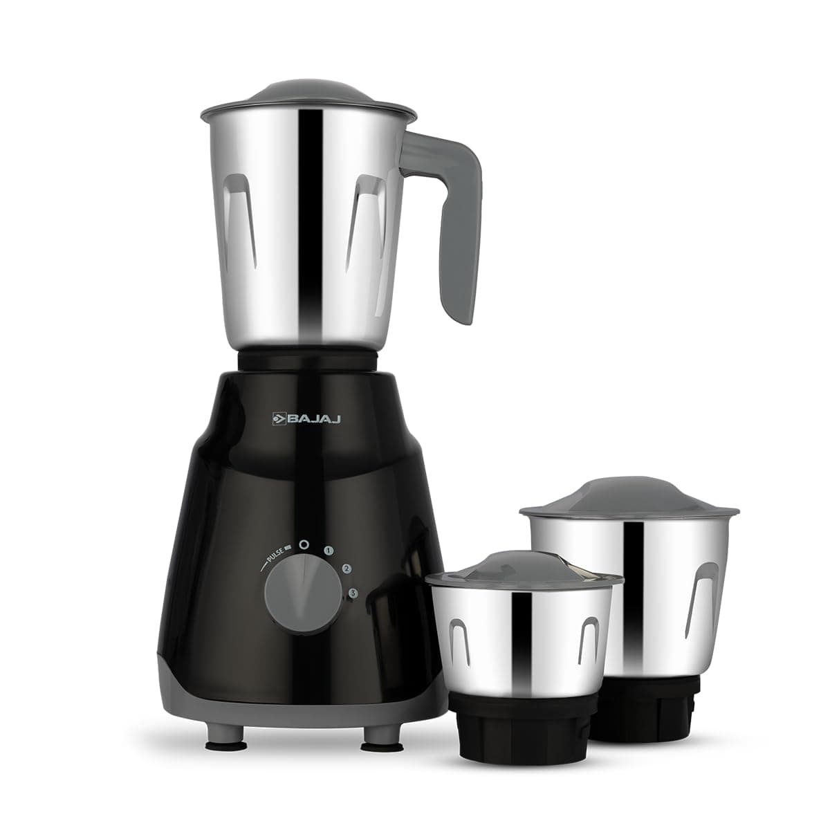 Bajaj GX1 Ninja Series 500W Mixer Grinder With 3 Jars (Stainless Steel Jars) | Superior Mixie For Kitchen | Durable Mixer Grinder | DuraCut Blades | 2 Yrs Warranty 【Black】