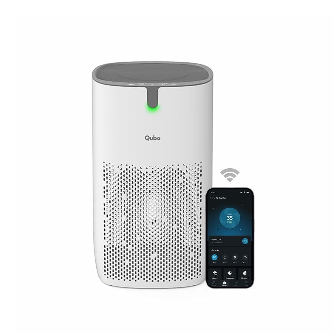 Qubo Smart Air Purifier Q400 for Home by Hero Group | Up to 400 Sq Ft | 99.99% Allergen Removal | True HEPA13 | 9000 Hrs Filter Life | App & Voice Control