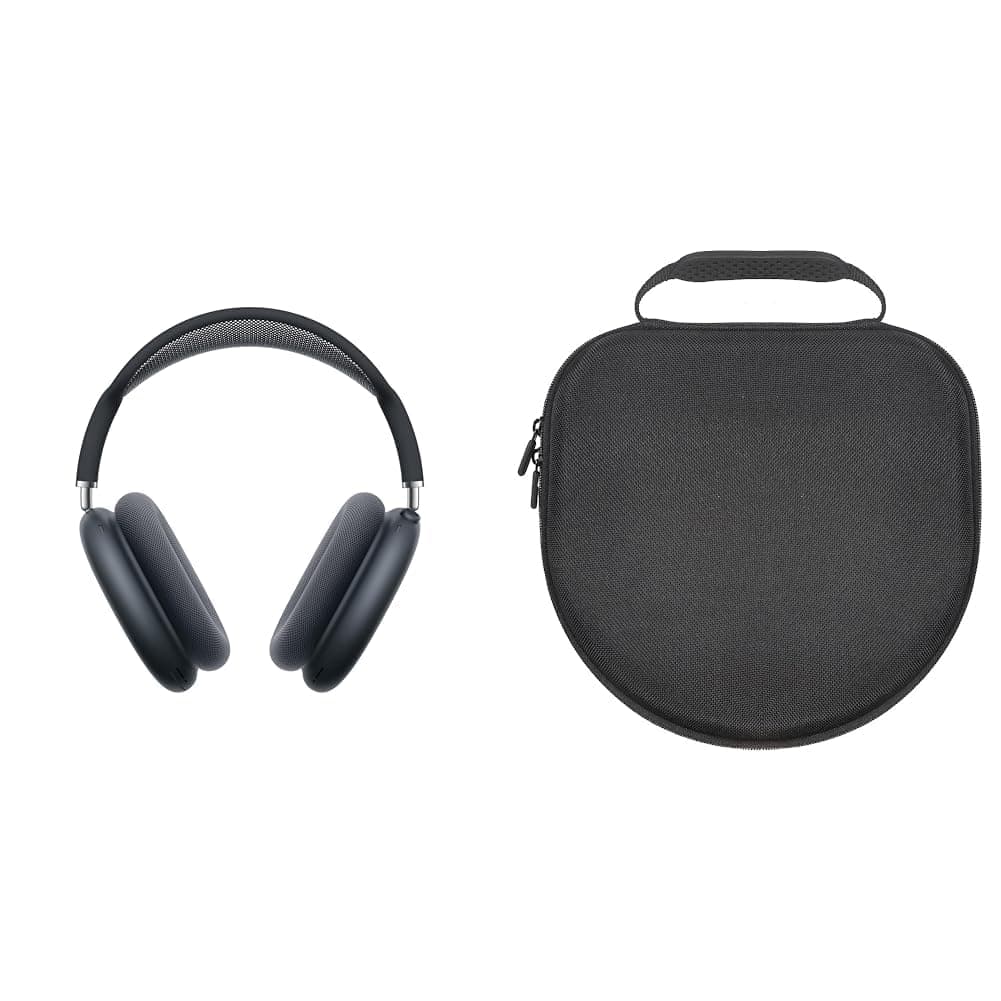 Apple AirPods Max Wireless Over-Ear Headphones, Pro-Level Active Noise Cancellation, Transparency Mode, Personalised Spatial Audio, USB-C Charging, Midnight with Sounce Aidop Cover