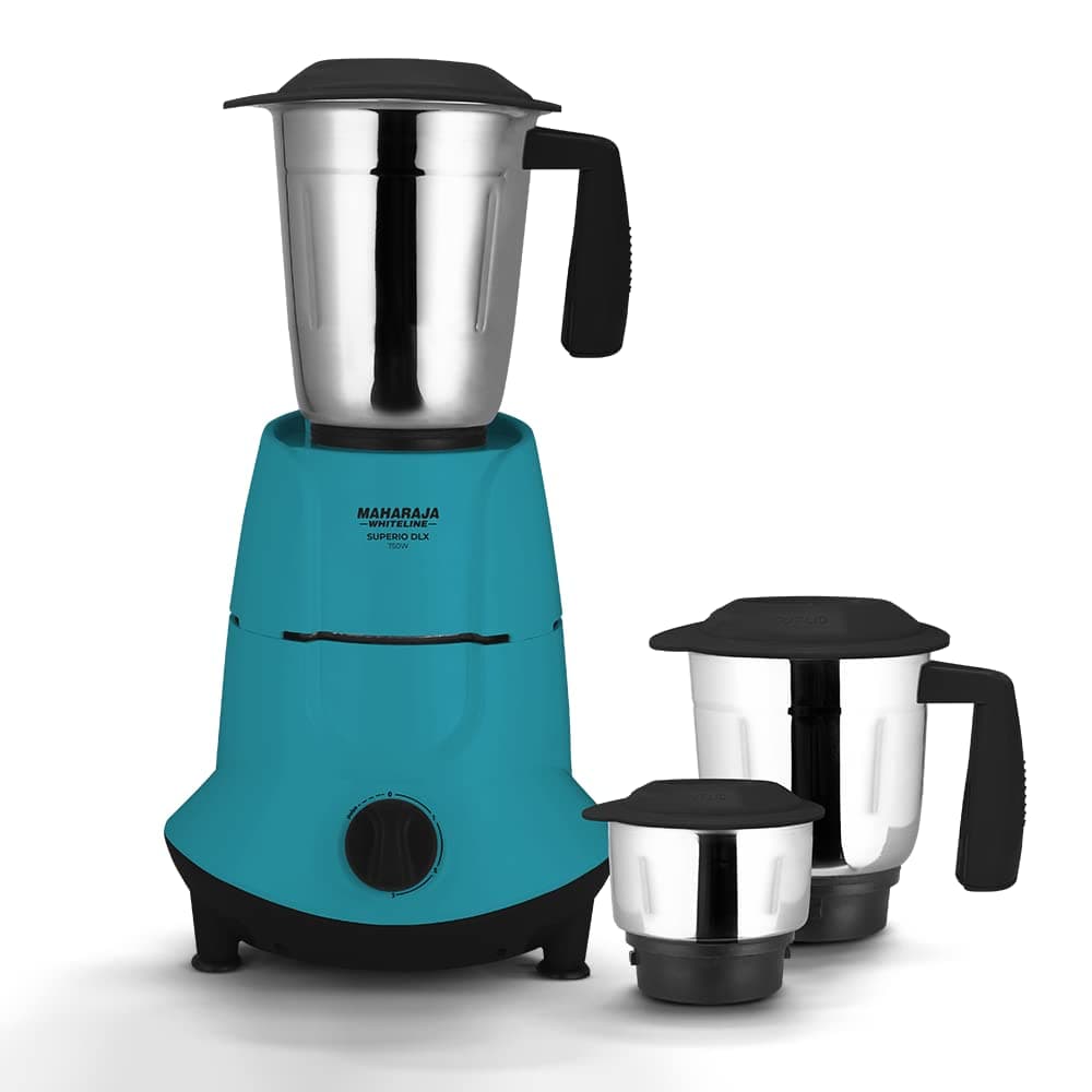 Maharaja Whiteline Superio Dlx Mixer Grinder with 3 Jars, 750W - MX-255 (Turquoise Blue & Black)