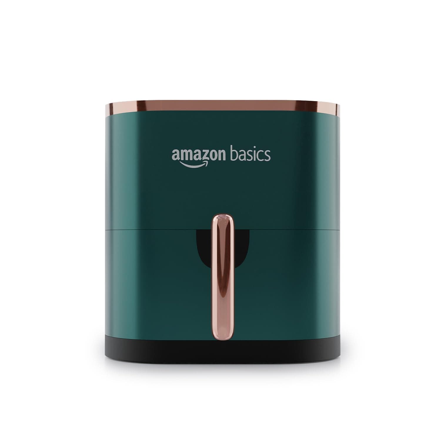 Amazon Basics 3.5L Electric Air Fryer | 1200 W | Temp. Settings Up to 200°C | 7 Pre-set Options | 360° High Speed Air Circulation | Non-Stick Coated | Touch Control Display | 1 Year Warranty (Green)