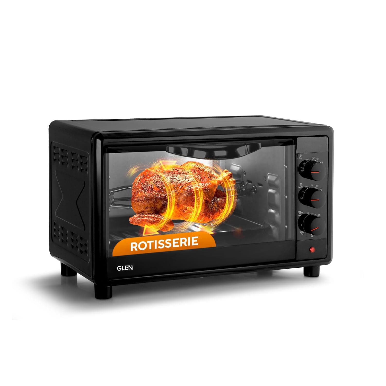 Glen Multi-Function OTG for Kitchen, 25 Litre, 1700W, Oven Toaster Griller with 6 Heating Modes, Adjustable Temperature & Timer, Rotisserie, Bake, Grill & Toast, Oven for Baking - Black (SA5025R)