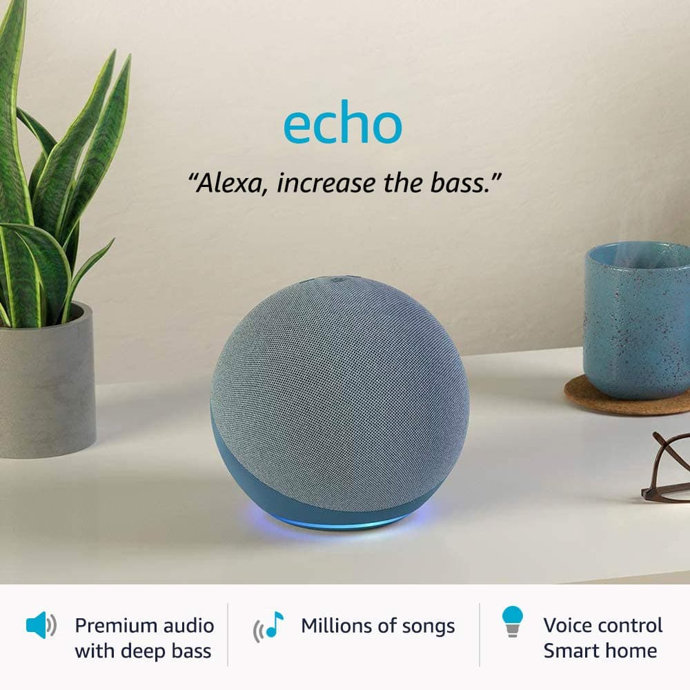 Amazon Echo (4th Gen) | Premium sound powered by Dolby and Alexa (Blue)