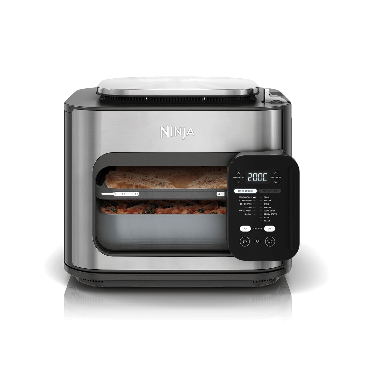 Ninja Combi (SFP701IN) 14-in-1 Multi-Cooker, Oven, & Air Fryer (12.5L) –, HyperSteam & Air Fry Technology, Cooks 3-Part Family Meals in 15 Mins, Healthy Oil-Free Cooking, Digital Display, SS cavity