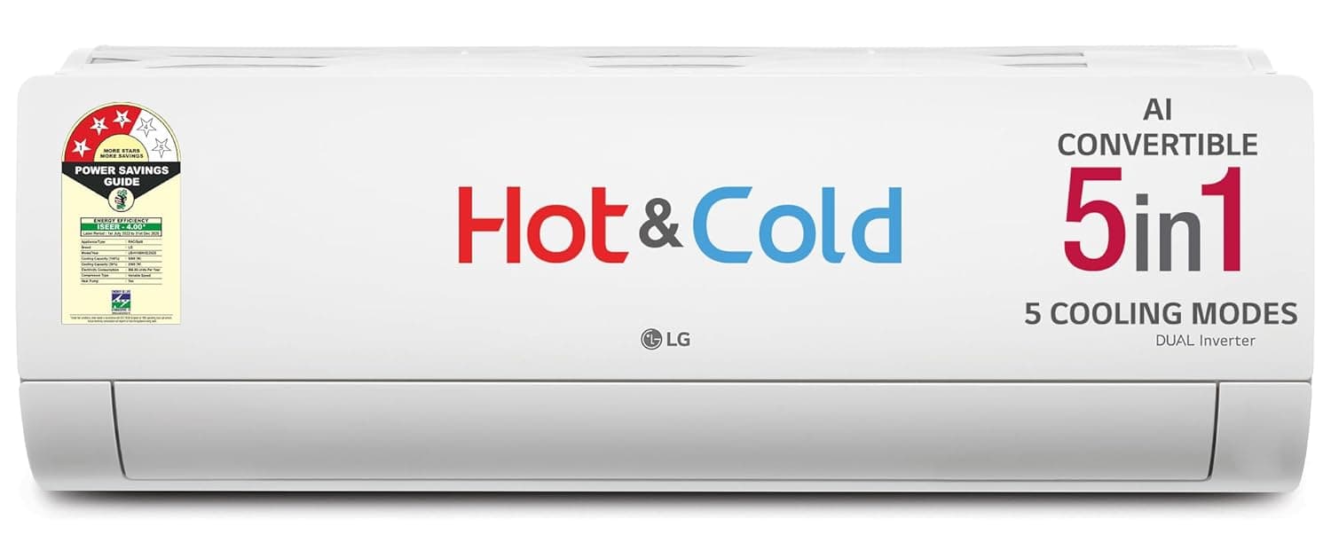 LG 1.5 Ton 3 Star, Hot & Cold AC for All Season, DUAL Inverter Split AC (Copper, Convertible 5-in-1, VIRAAT Mode, 4 Way Air Swing, HD Filter with Anti-Virus Protection, US-H19BNXE, White)