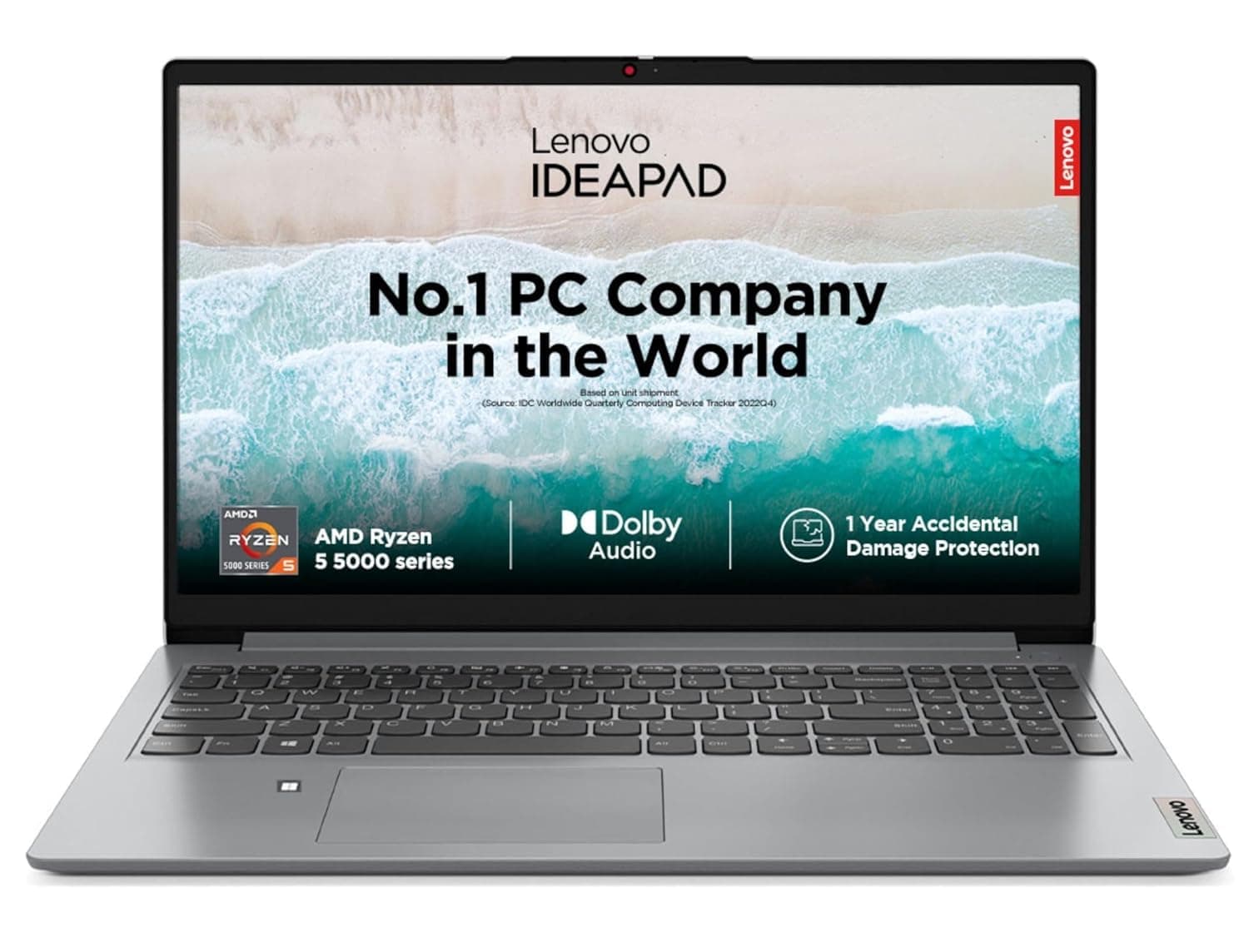 Lenovo IdeaPad Slim 1 AMD Ryzen 5 5500U 15.6" HD Thin and Light Laptop (8GB/512GB SSD/Windows 11 Home/Office Home 2024/1 Year ADP Free/Grey/1.6Kg) 82R400XSIN