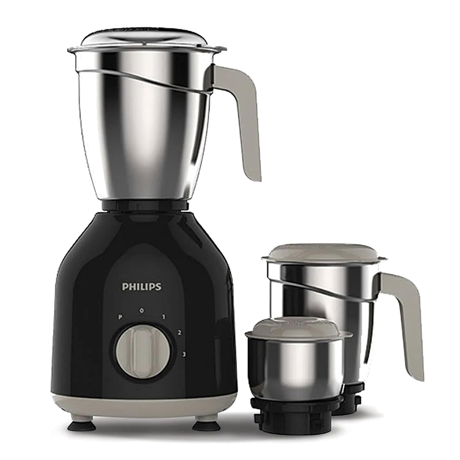 Philips HL7756 Mixer Grinder 750 watt with 3 Stainless Steel Jars | 5 Years Motor Warranty with 25 mins Continuous Grinding | Mixer Grinder for Kitchen with 3 Speed Control & Pulse Function (Black)