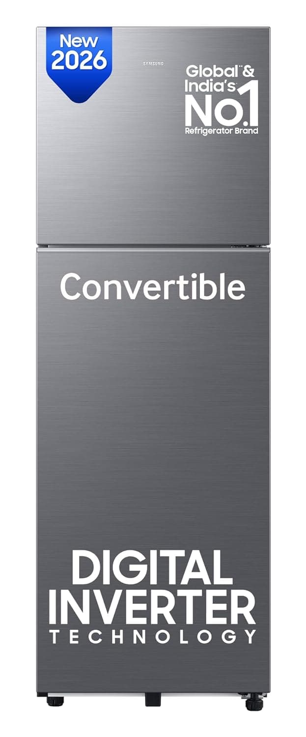 Samsung 256 L, 3 Star, Convertible, Digital Inverter Frost Free Double Door Refrigerator (RT40H30U3THL, Silver, Matt Doi Metal, 2026 Model)