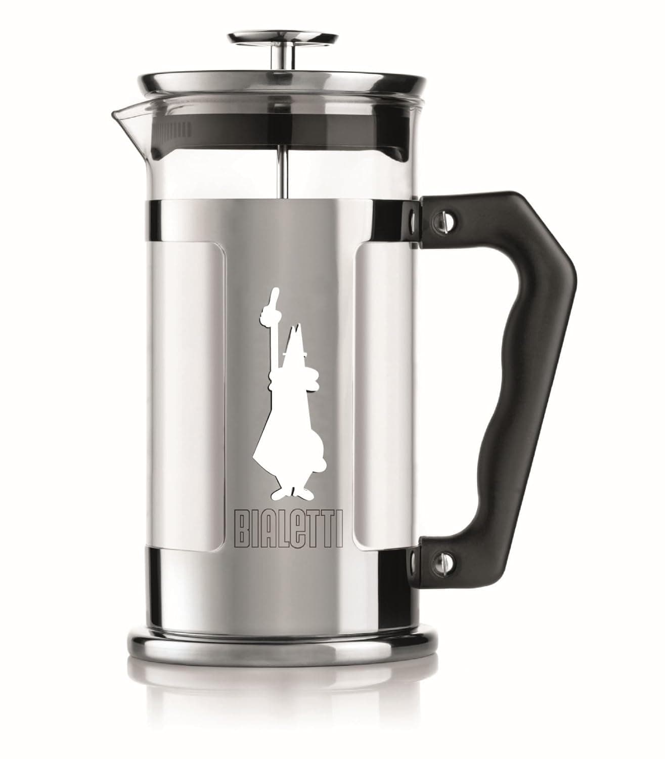 Bialetti PRECIOUS COFFEE MAKER, French Press Coffee or Tea Filter, Stainless Steel Body & Borosilicate Glass Container, Dishwasher Safe, 350ml, Holds 3 Cups