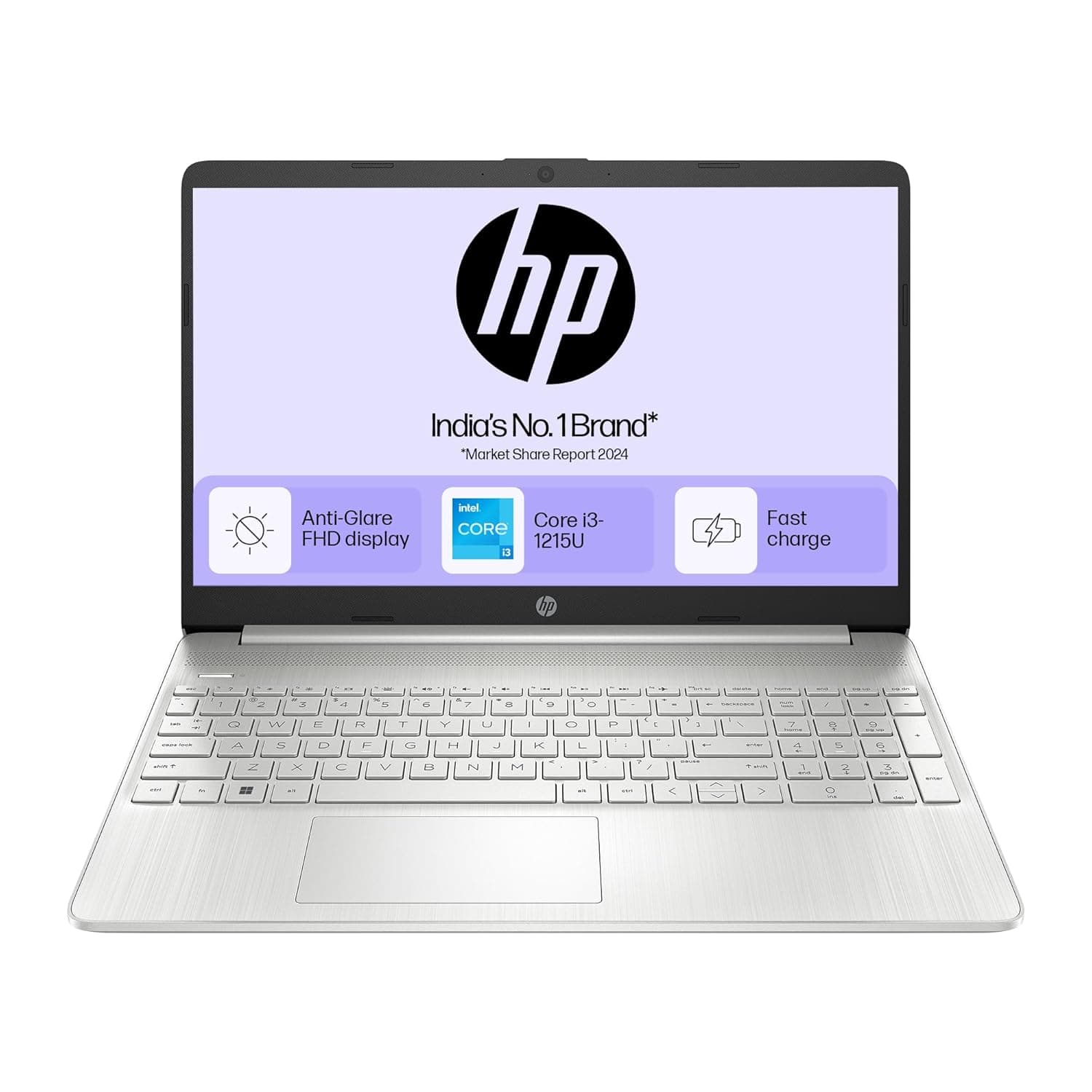 HP 15s, 12th Gen Intel Core i3-1215U (8GB DDR4, 512GB SSD) Anti-Glare, 15.6"/39.6cm,FHD, Win 11, MS Office 21, Silver, 1.69kg, fy5006tu/fd0751tu/fd0752tu, UHD Graphics, HD Camera, Dual Speakers Laptop