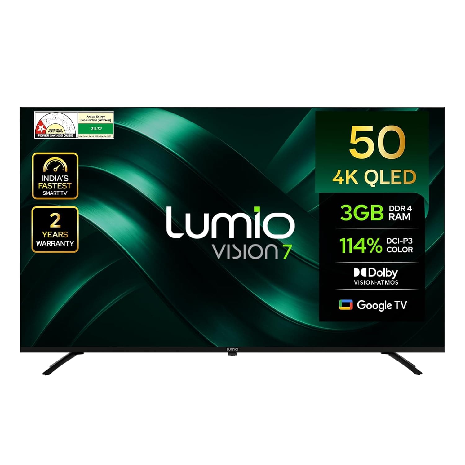Lumio Vision 7 127 cm (50 inches) 4K Ultra-HD Smart QLED Google TV FTW2-ADSG