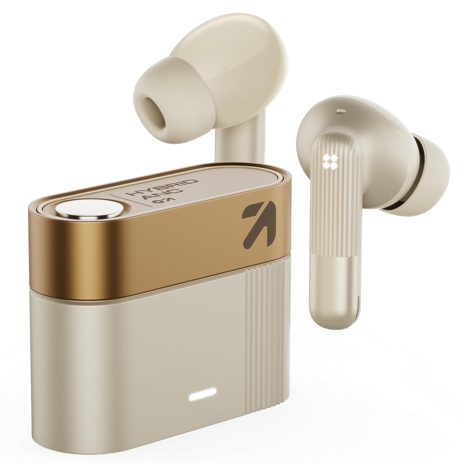 GOBOULT Newly Launched Earl TWS Earbuds with Hybrid ANC (Upto 50dB), 10mm Dual Drivers, Upto 50H Playtime in Ear Earbuds, App Support, Spatial Audio, IPX5, Dual Device Pairing, TWS (Ivory White)