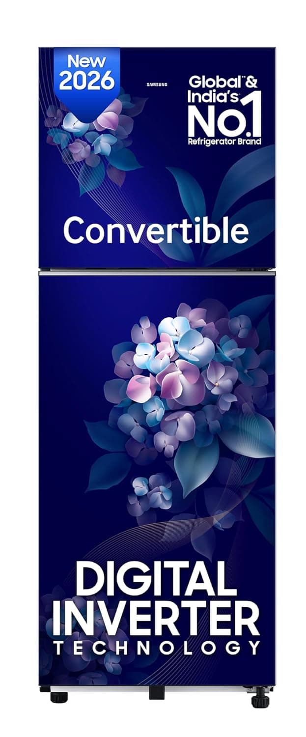 Samsung 236 L, 2 Star, Convertible, Digital Inverter Frost Free Double Door Refrigerator (RT40H28U2HSHL, Hydrangea Blue, 2026 Model)
