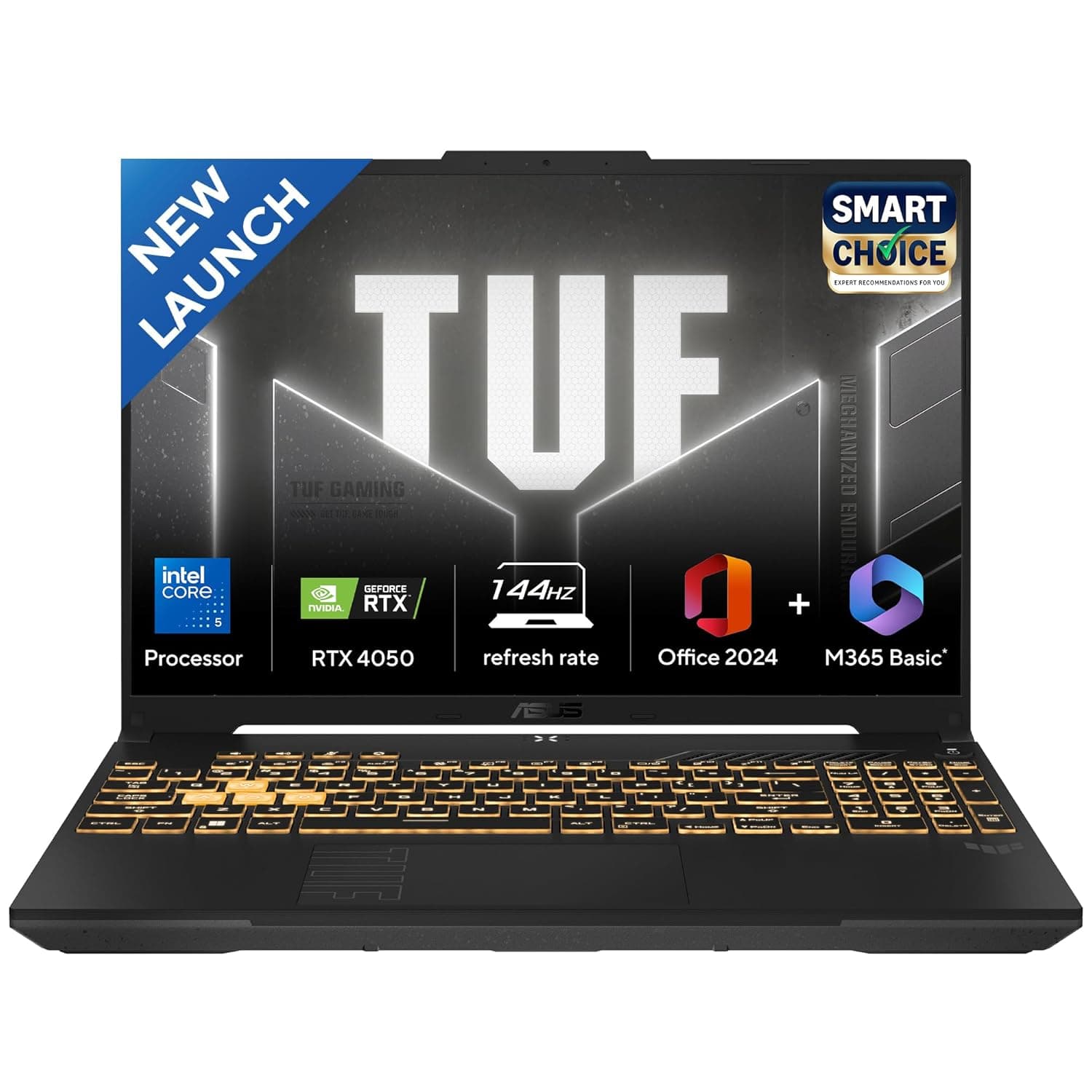 ASUS TUF Gaming F16,Smartchoice,Intel Core 5 Processor 210H,14th Gen Gaming Laptop(RTX 4050-6GB/140WTGP/16GB/512GB/FHD+/16"/144Hz/Win 11/M365 Basic(1Year)*/Office-24/Mecha Gray/2.20 Kg)FX677VU-RL055WS