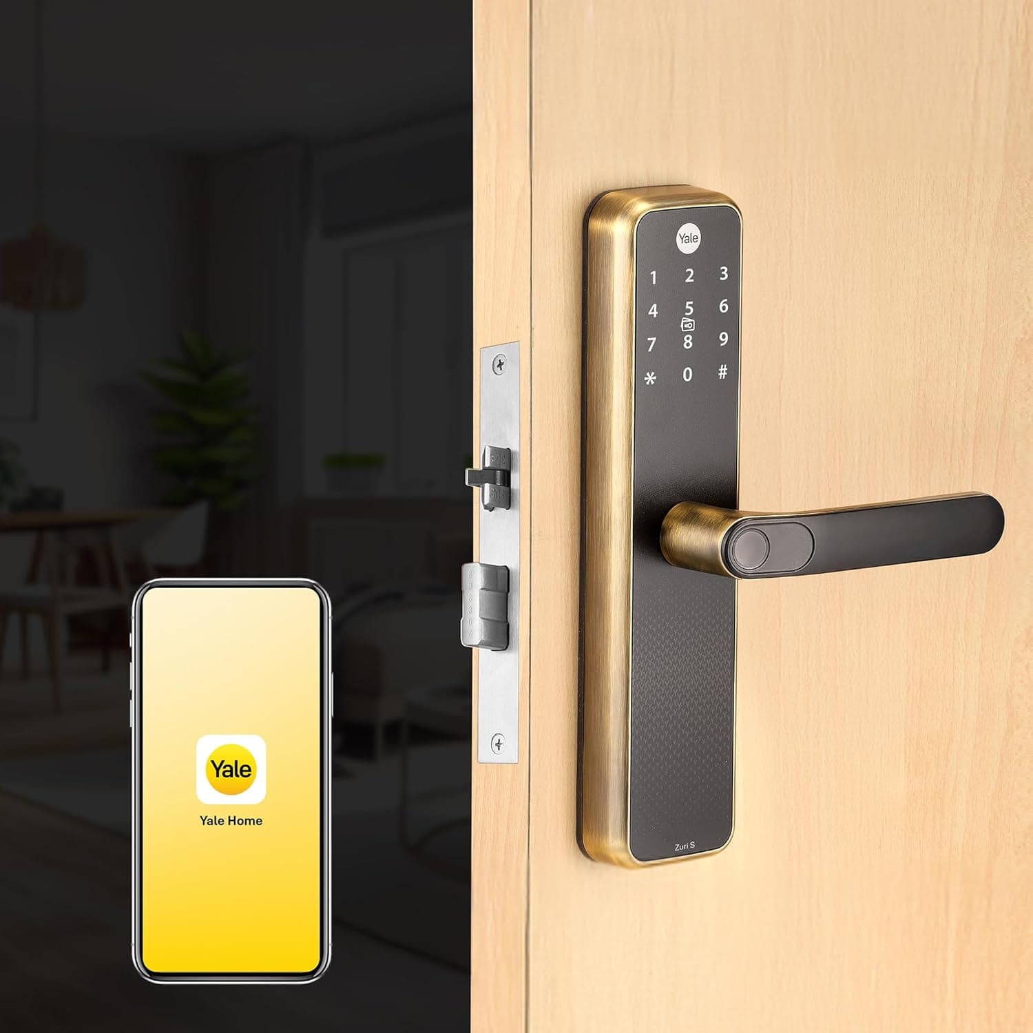 Yale Zuri S Smart Door Lock | Fingerprint, PIN, RFID, Manual Key | Bluetooth Digital Smart Lock with Yale Home App Access | 3 Year Warranty | Antique Bronze