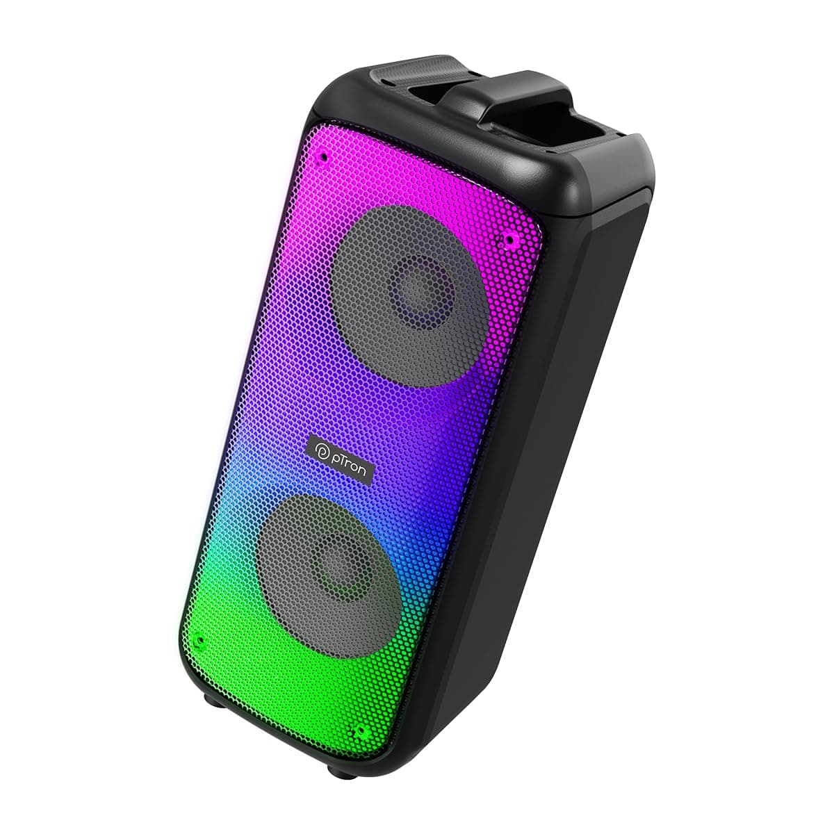 pTron Fusion Beats 48W Bluetooth Party Speaker w/Immersive Sound, Dual 4 inch Neo Drivers, Rhythmic RGB Lights, 6Hrs Playtime, BT5.3/Aux/TF Card/USB Playback Modes, Type-C Charging (Midnight Black)