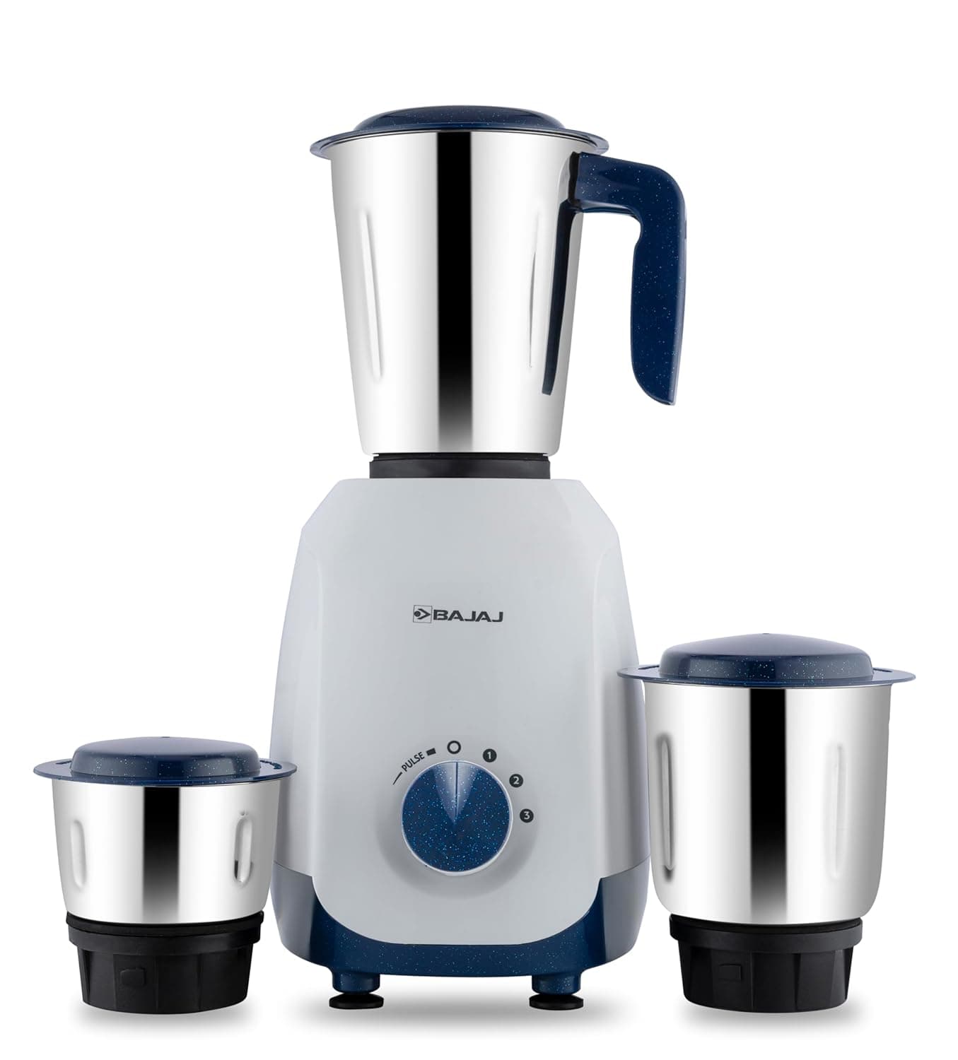 Bajaj Grace 500W Mixer Grinder | Mixie For Kitchen With Duracut Blades | 2-In-1 Blade Function For Dry & Wet Grinding | 3 Mixie Jars | 5-Yr Motor Warranty 【Midnight Blue】