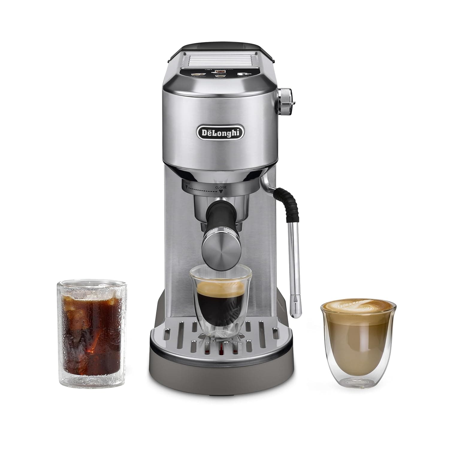 De’Longhi Dedica EC890 New Espresso machine – Stainless Steel Espresso Maker with Touch Display & Upgraded milk frother Steam Wand, Espresso, Cold Brew, Iced & Cold Coffee, Cappuccino, Latte & More