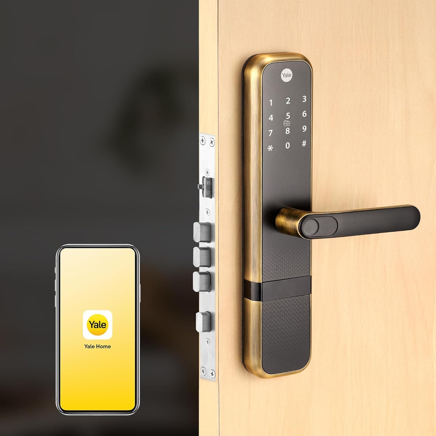 Yale Zuri Smart Door Lock | Fingerprint, PIN, RFID, Manual Key | Bluetooth Digital Smart Lock with Yale Home App Access | 3 Year Warranty | Antique Bronze
