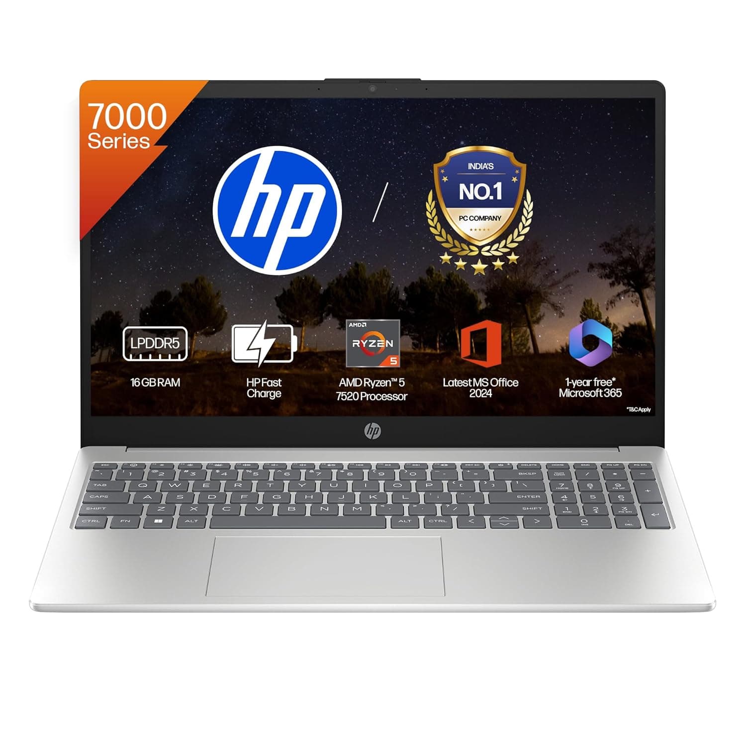 HP 15, AMD Ryzen 5 7520U,(16GB LPDDR5, 512GB SSD), Anti-Glare, Micro-Edge, FHD, 15.6''/39.6cm, Win 11, Office 24,M365 Basic(1yr)*,Silver, 1.59kg, fc0690au, FHD Camera, Backlit KB Laptop