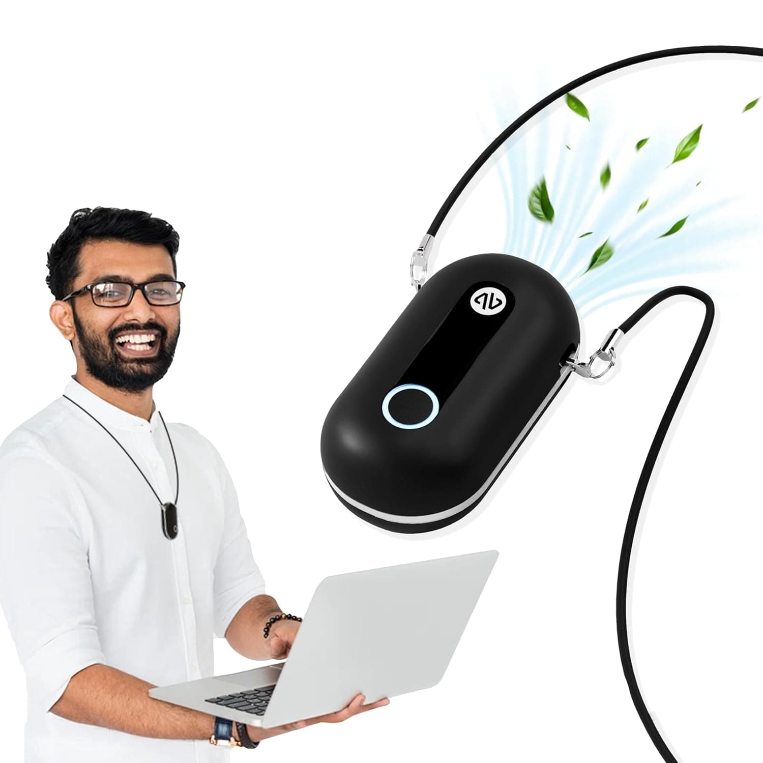 atovio Wearable & Portable Air Purifier, Compact & Personal, TESTED AT IIT KANPUR, MADE IN INDIA, No Filter Required, Removes 99.9% Pollutants-PM0.01, PM2.5, PM10, (Moonlight Black)