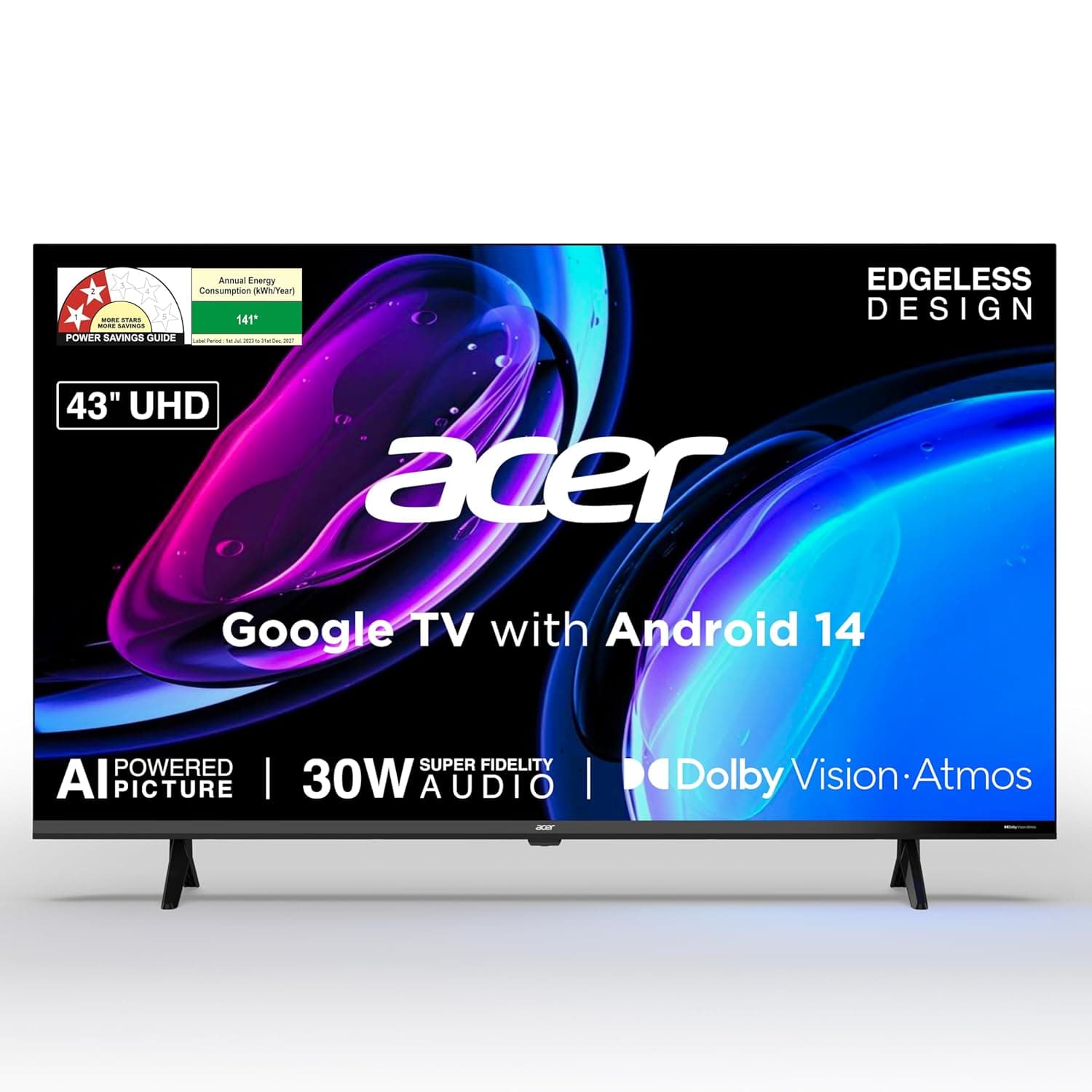 acer 108 cm (43 inches) Ultra I Series 4K Ultra HD Smart LED Google TV AR43UDGGU2875BD