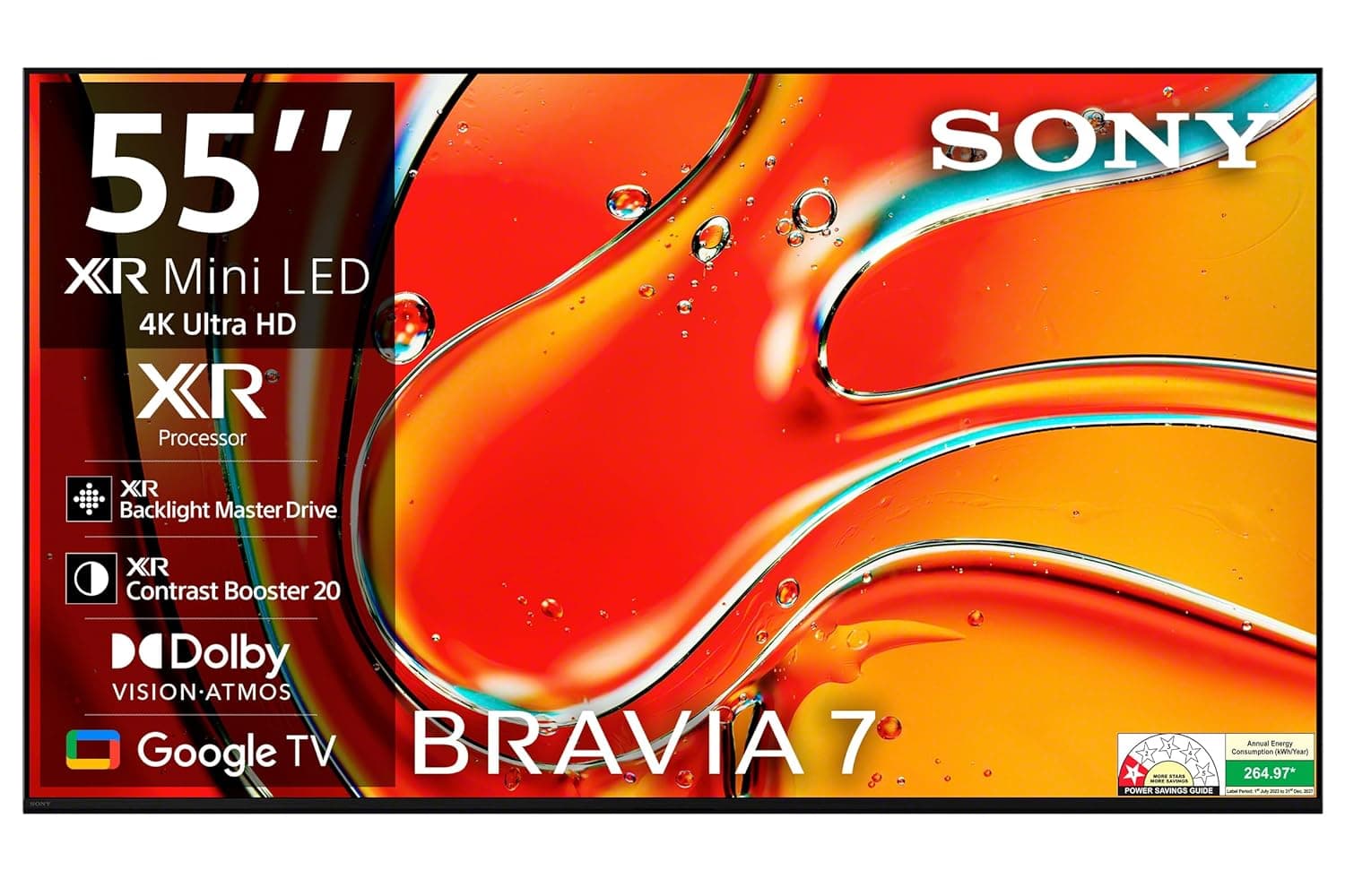 Sony 139 cm (55 inches) BRAVIA 7 4K Ultra HD AI Smart Mini LED Google TV K-55XR70 (Black)