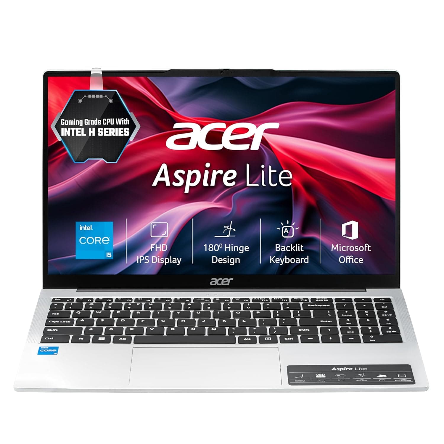 acer Aspire Lite 12th Gen Intel Core i5-12450H, Office 2024 + M365 Basic, 16GB RAM/1 TB SSD/Intel UHD Graphics, Full HD IPS, 15.6"/39.62 cm, Win11Home, AL15-52H,Backlit KB, Thin and Light Laptop